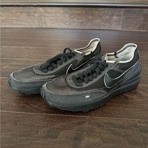 Nike Waffle One shoe black Men's 8 Sneakers brand new DJ0966-991